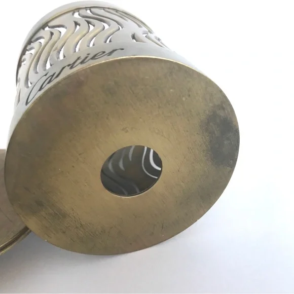 Vintage Mid Century Cartier Brass Candle Holder With Lid - Picture 6 of 8